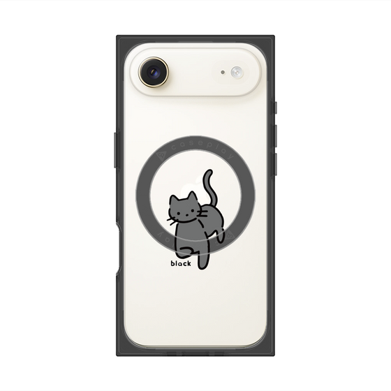 プレミアムスクエアケース with MagSafe［ オリジナル - CASEPLAYネコ - black ］