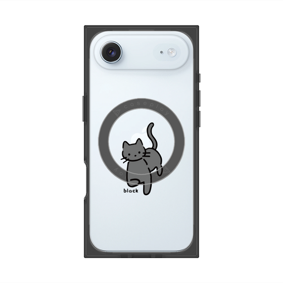 プレミアムスクエアケース with MagSafe［ オリジナル - CASEPLAYネコ - black ］