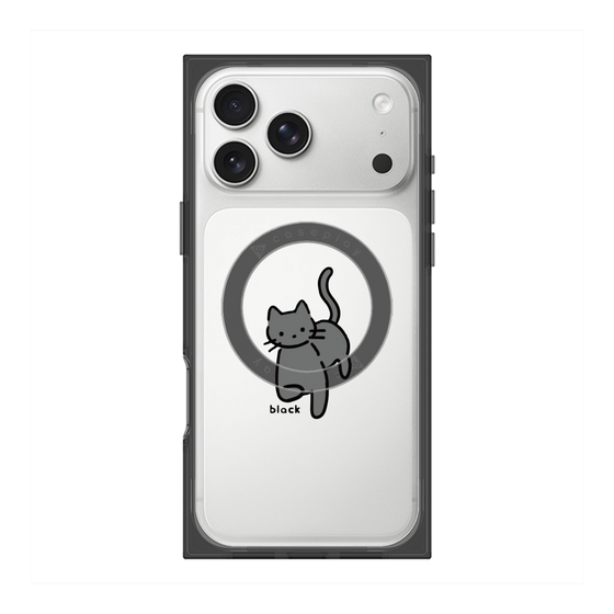 プレミアムスクエアケース with MagSafe［ オリジナル - CASEPLAYネコ - black ］