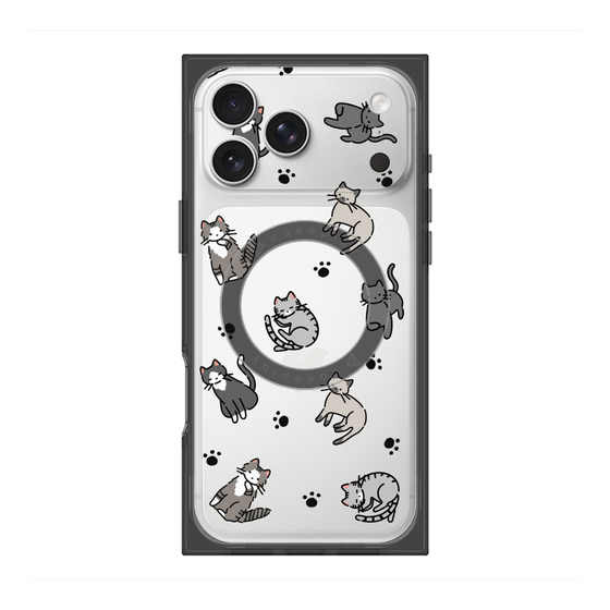 プレミアムスクエアケース with MagSafe［ オリジナル - CASEPLAYネコ総柄 - color ］