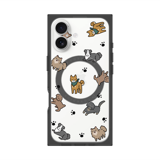 プレミアムスクエアケース with MagSafe［ オリジナル - CASEPLAYイヌ総柄 - color ］