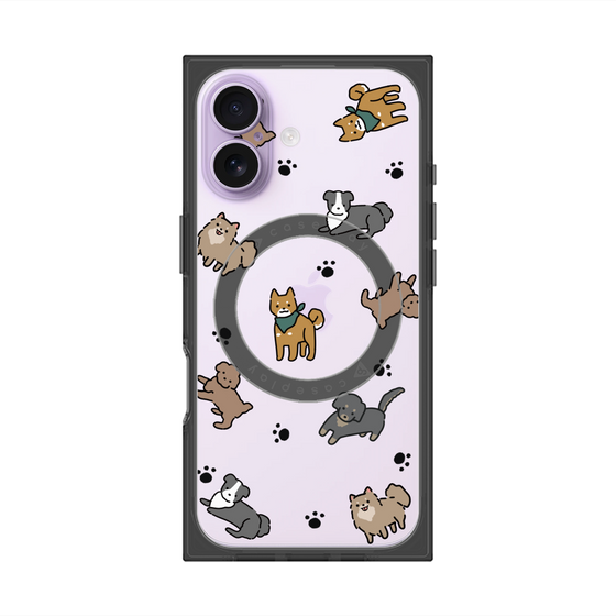 プレミアムスクエアケース with MagSafe［ オリジナル - CASEPLAYイヌ総柄 - color ］