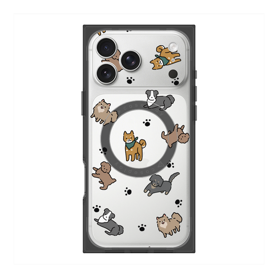 プレミアムスクエアケース with MagSafe［ オリジナル - CASEPLAYイヌ総柄 - color ］
