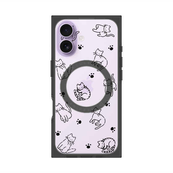 プレミアムスクエアケース with MagSafe［ オリジナル - CASEPLAYネコ総柄 - black ］