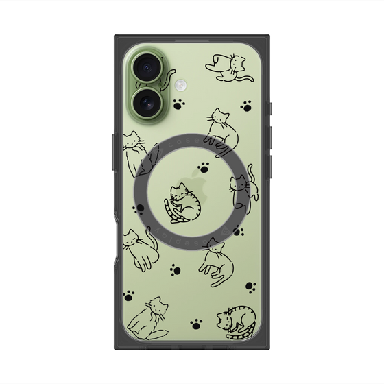 プレミアムスクエアケース with MagSafe［ オリジナル - CASEPLAYネコ総柄 - black ］