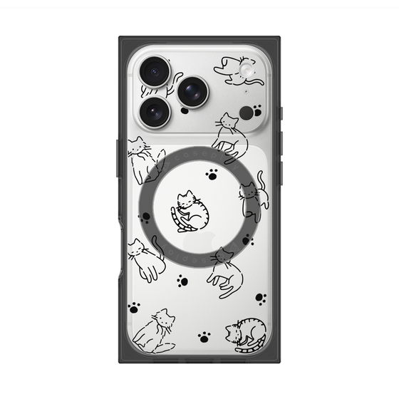 プレミアムスクエアケース with MagSafe［ オリジナル - CASEPLAYネコ総柄 - black ］