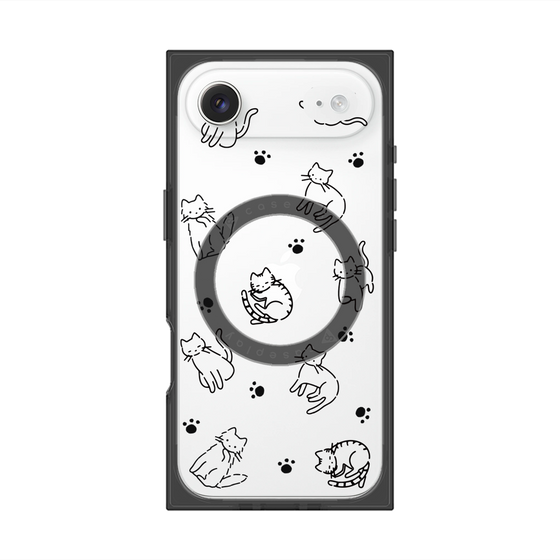 プレミアムスクエアケース with MagSafe［ オリジナル - CASEPLAYネコ総柄 - black ］