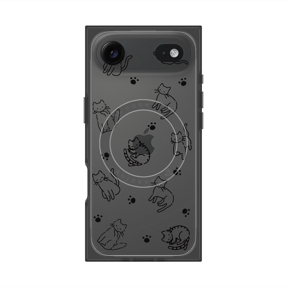 プレミアムスクエアケース with MagSafe［ オリジナル - CASEPLAYネコ総柄 - black ］