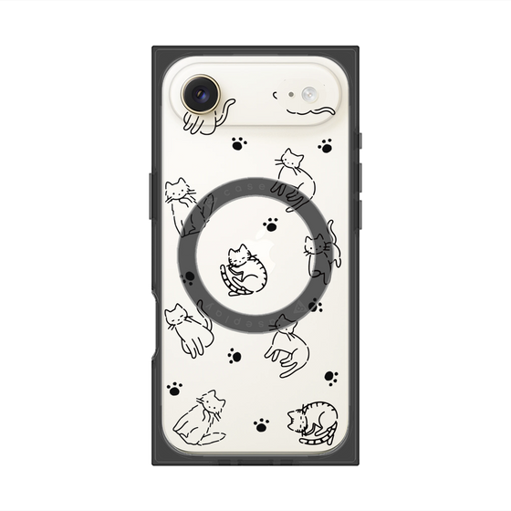プレミアムスクエアケース with MagSafe［ オリジナル - CASEPLAYネコ総柄 - black ］