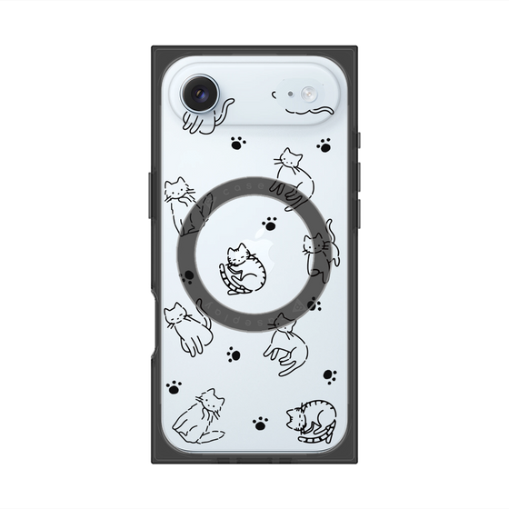 プレミアムスクエアケース with MagSafe［ オリジナル - CASEPLAYネコ総柄 - black ］