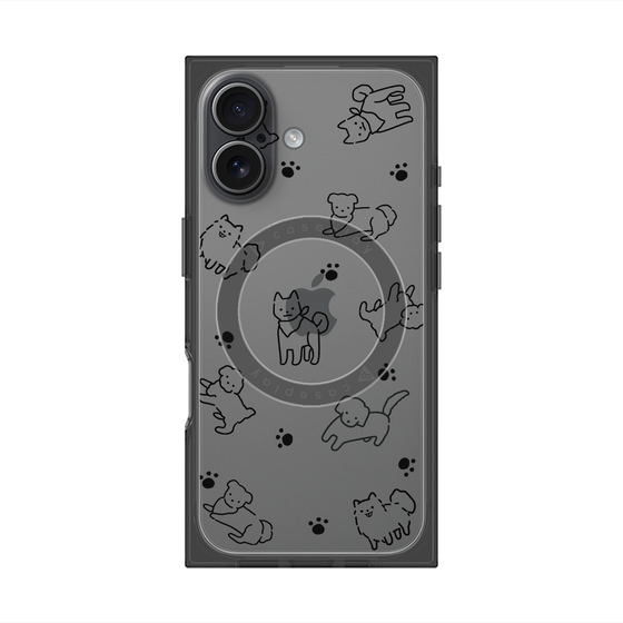 プレミアムスクエアケース with MagSafe［ オリジナル - CASEPLAYイヌ総柄 - black ］