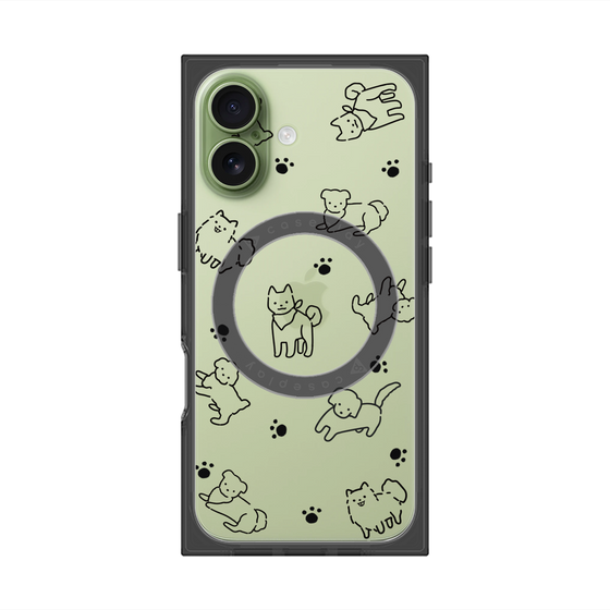 プレミアムスクエアケース with MagSafe［ オリジナル - CASEPLAYイヌ総柄 - black ］