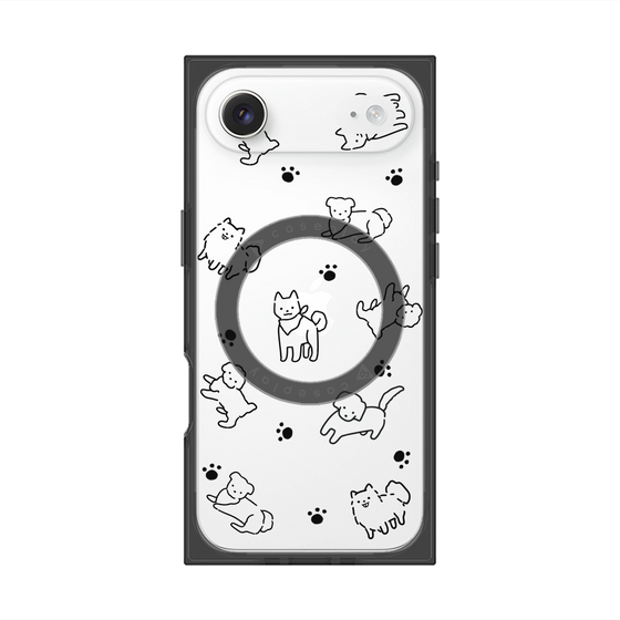 プレミアムスクエアケース with MagSafe［ オリジナル - CASEPLAYイヌ総柄 - black ］