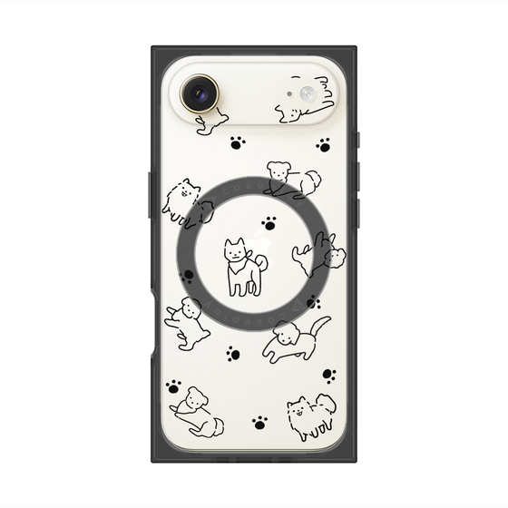 プレミアムスクエアケース with MagSafe［ オリジナル - CASEPLAYイヌ総柄 - black ］