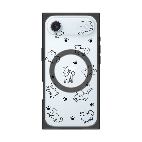 プレミアムスクエアケース with MagSafe［ オリジナル - CASEPLAYイヌ総柄 - black ］