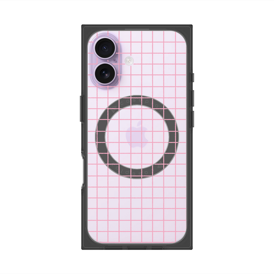 プレミアムスクエアケース with MagSafe［ オリジナル - 推し色チェック - ピンク ］