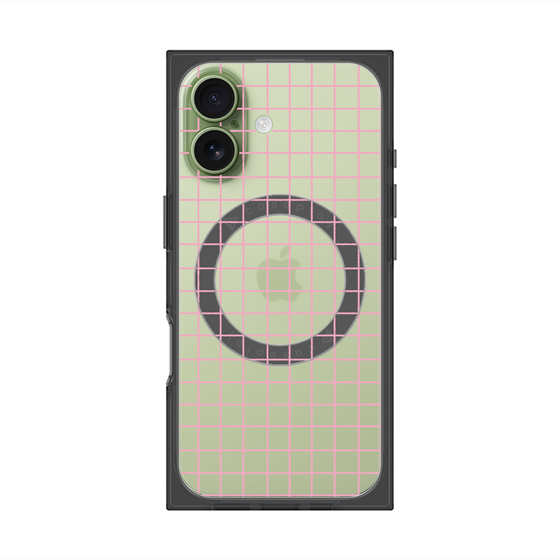 プレミアムスクエアケース with MagSafe［ オリジナル - 推し色チェック - ピンク ］