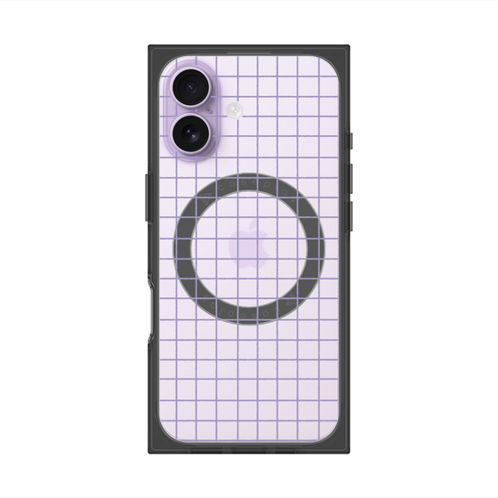 プレミアムスクエアケース with MagSafe［ オリジナル - 推し色チェック - パープル ］