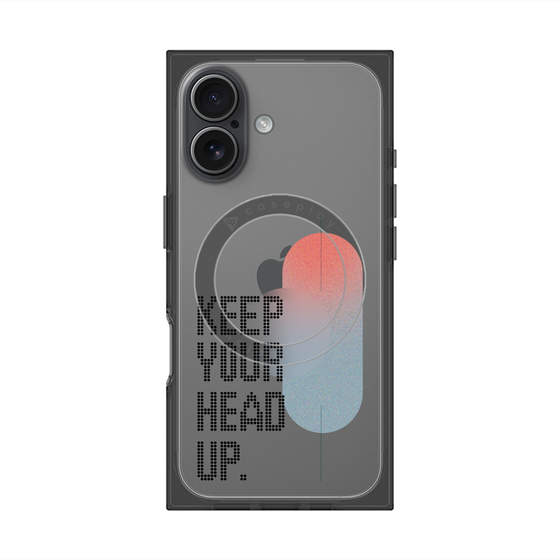 プレミアムスクエアケース with MagSafe［ オリジナル - ドットオーバーレイ - KEEP YOUR HEAD UP/A ］