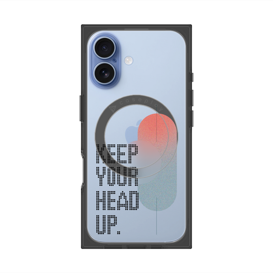 プレミアムスクエアケース with MagSafe［ オリジナル - ドットオーバーレイ - KEEP YOUR HEAD UP/A ］