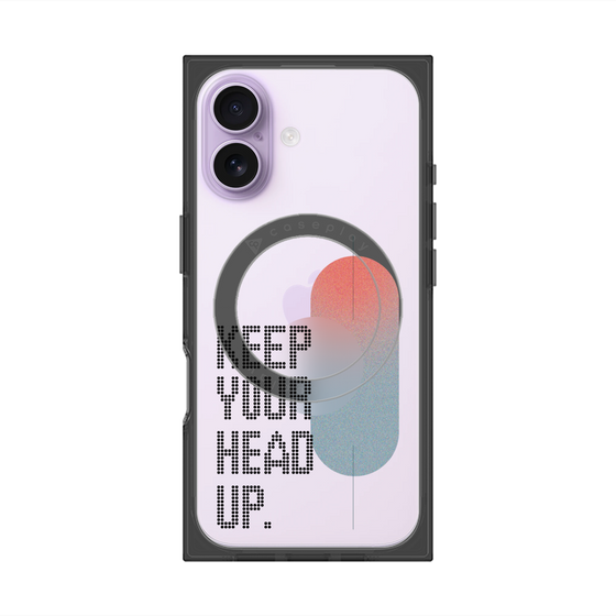 プレミアムスクエアケース with MagSafe［ オリジナル - ドットオーバーレイ - KEEP YOUR HEAD UP/A ］