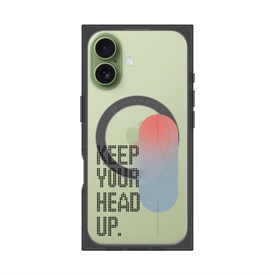 プレミアムスクエアケース with MagSafe［ オリジナル - ドットオーバーレイ - KEEP YOUR HEAD UP/A ］
