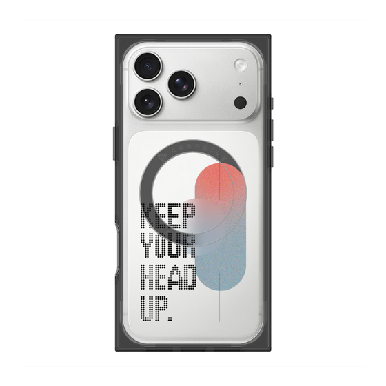 プレミアムスクエアケース with MagSafe［ オリジナル - ドットオーバーレイ - KEEP YOUR HEAD UP/A ］