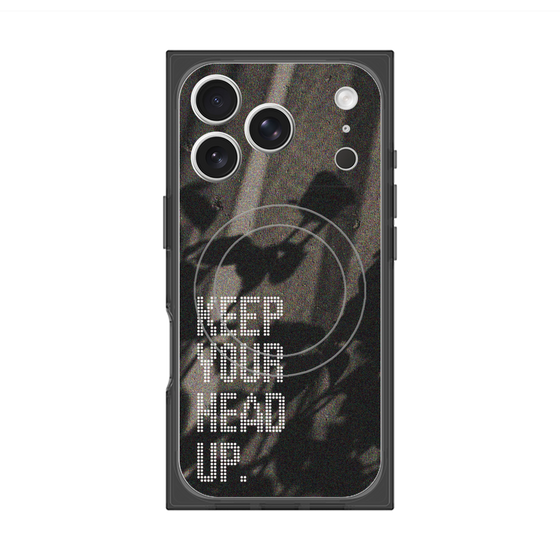 プレミアムスクエアケース with MagSafe［ オリジナル - ドットオーバーレイ - KEEP YOUR HEAD UP/B ］