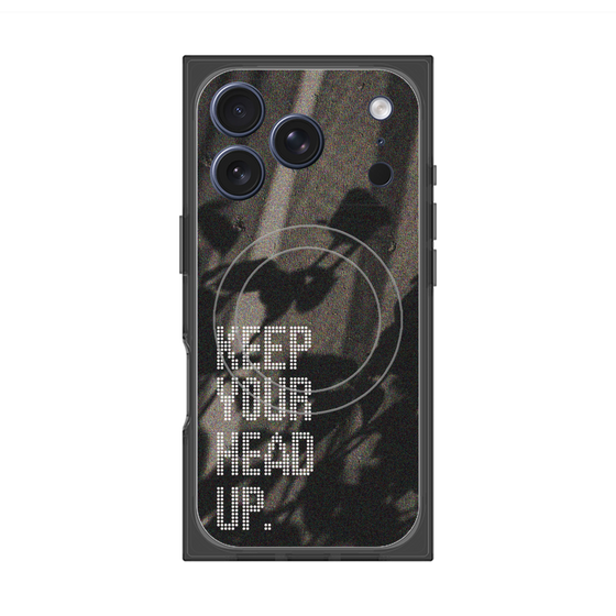 プレミアムスクエアケース with MagSafe［ オリジナル - ドットオーバーレイ - KEEP YOUR HEAD UP/B ］