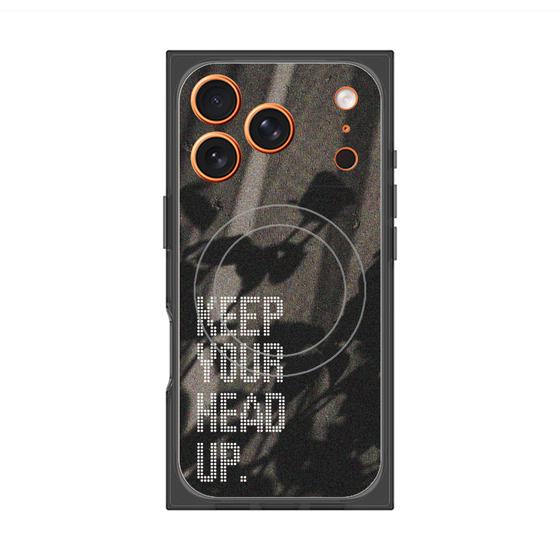 プレミアムスクエアケース with MagSafe［ オリジナル - ドットオーバーレイ - KEEP YOUR HEAD UP/B ］