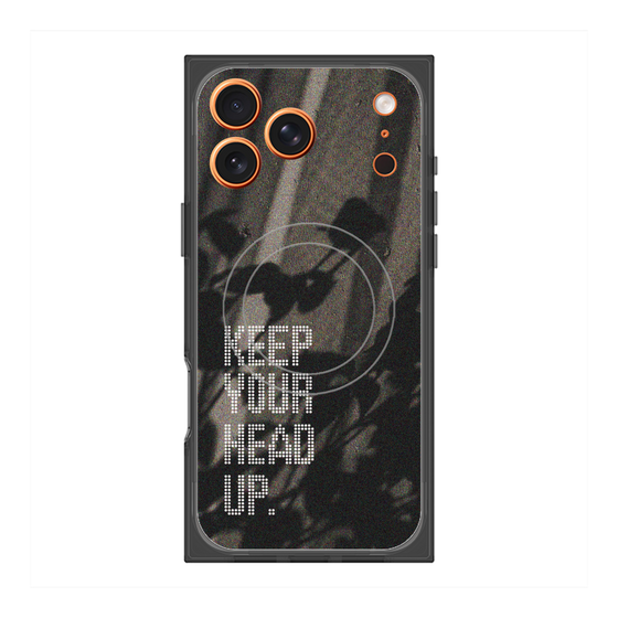 プレミアムスクエアケース with MagSafe［ オリジナル - ドットオーバーレイ - KEEP YOUR HEAD UP/B ］
