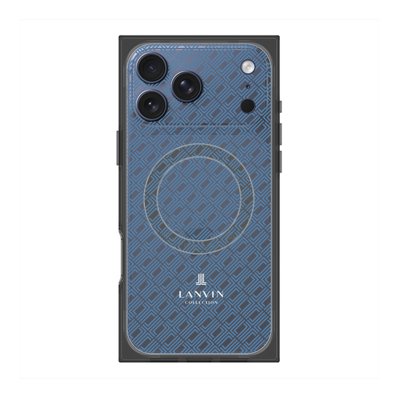 プレミアムスクエアケース with MagSafe［ LANVIN COLLECTION - ロゴパターン - ブルー ］