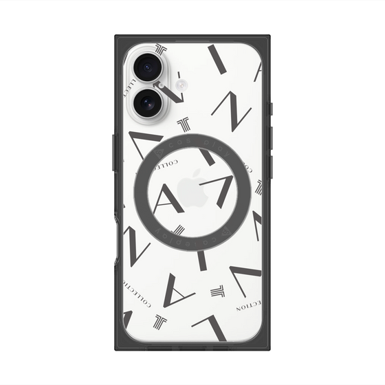 プレミアムスクエアケース with MagSafe［ LANVIN COLLECTION - タイポグラフィ - グレー ］