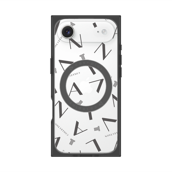 プレミアムスクエアケース with MagSafe［ LANVIN COLLECTION - タイポグラフィ - グレー ］