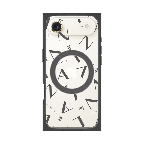 プレミアムスクエアケース with MagSafe［ LANVIN COLLECTION - タイポグラフィ - グレー ］