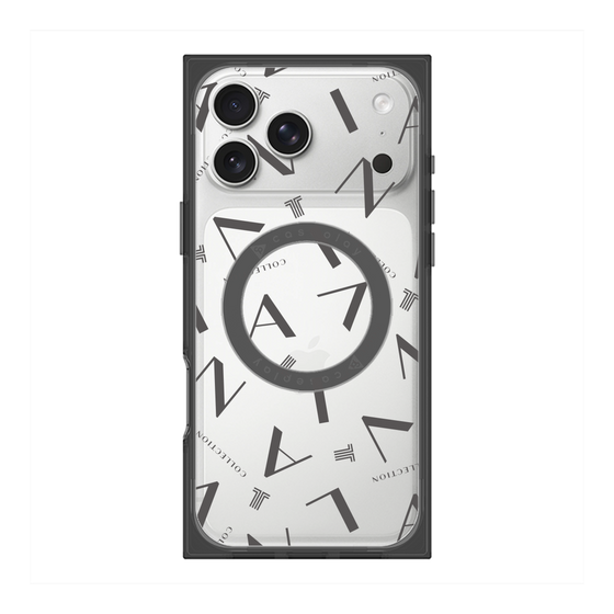 プレミアムスクエアケース with MagSafe［ LANVIN COLLECTION - タイポグラフィ - グレー ］