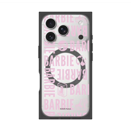 プレミアムスクエアケース with MagSafe［ Barbie - ロゴパターン3 - クリア ］