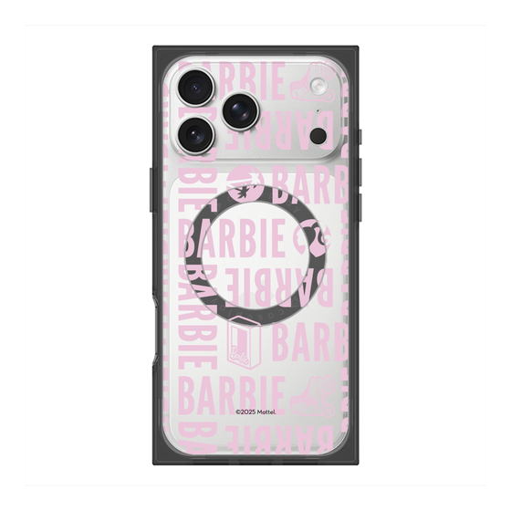 プレミアムスクエアケース with MagSafe［ Barbie - ロゴパターン3 - クリア ］