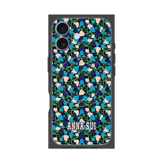 プレミアムスクエアケース with MagSafe［ ANNA SUI - HEARTS VINE - BLUE ］