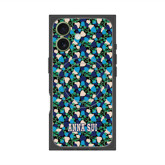 プレミアムスクエアケース with MagSafe［ ANNA SUI - HEARTS VINE - BLUE ］