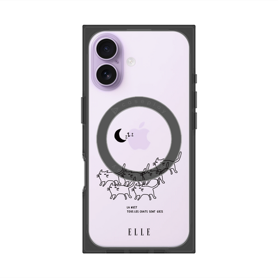 プレミアムスクエアケース with MagSafe［ ELLE - All cats are grey in the dark ］