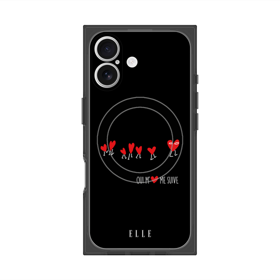プレミアムスクエアケース with MagSafe［ ELLE - Let who love me follow me - ブラック ］