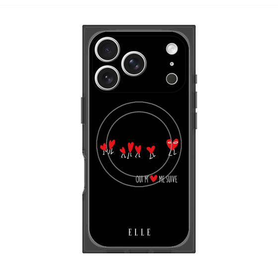 プレミアムスクエアケース with MagSafe［ ELLE - Let who love me follow me - ブラック ］