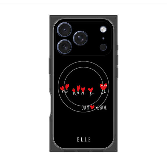 プレミアムスクエアケース with MagSafe［ ELLE - Let who love me follow me - ブラック ］