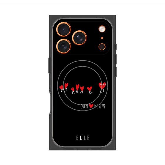 プレミアムスクエアケース with MagSafe［ ELLE - Let who love me follow me - ブラック ］