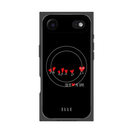 プレミアムスクエアケース with MagSafe［ ELLE - Let who love me follow me - ブラック ］