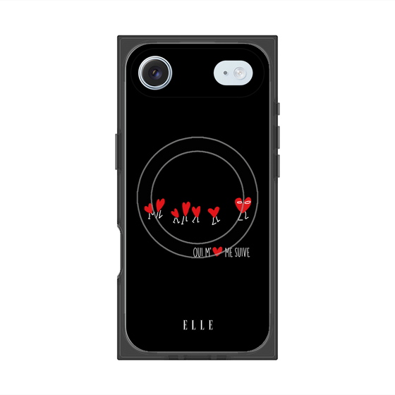 プレミアムスクエアケース with MagSafe［ ELLE - Let who love me follow me - ブラック ］