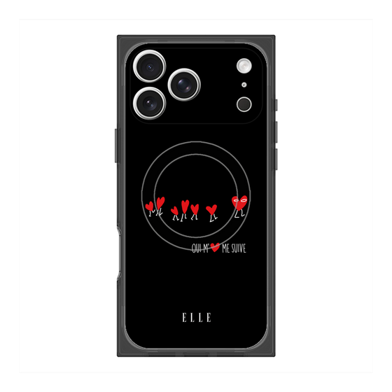 プレミアムスクエアケース with MagSafe［ ELLE - Let who love me follow me - ブラック ］