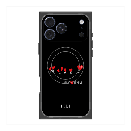 プレミアムスクエアケース with MagSafe［ ELLE - Let who love me follow me - ブラック ］