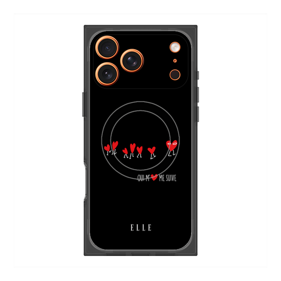 プレミアムスクエアケース with MagSafe［ ELLE - Let who love me follow me - ブラック ］